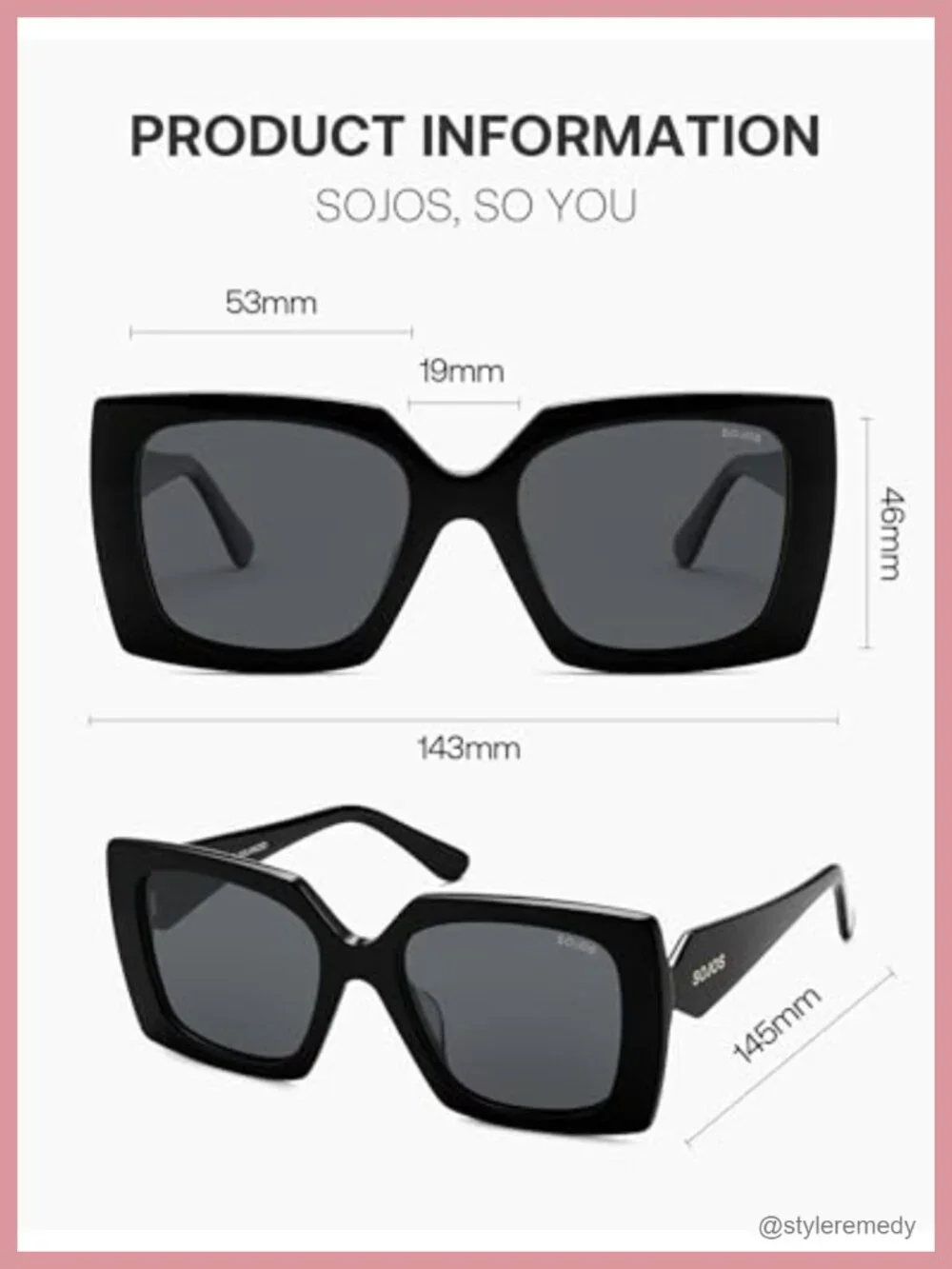 Oversized Polarized Square Acetate Sunglasses UV400